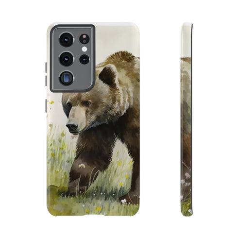 Grizzly Bear in a Field - Impact Resistant Phone Case Samsung Galaxy S21 Ultra Glossy